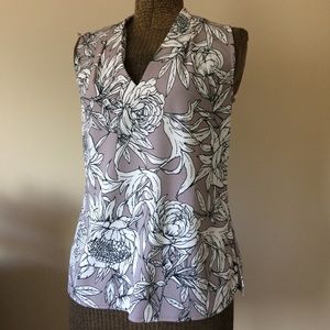 Ann Taylor Floral Print V-neck Sleeveless Top <XS>